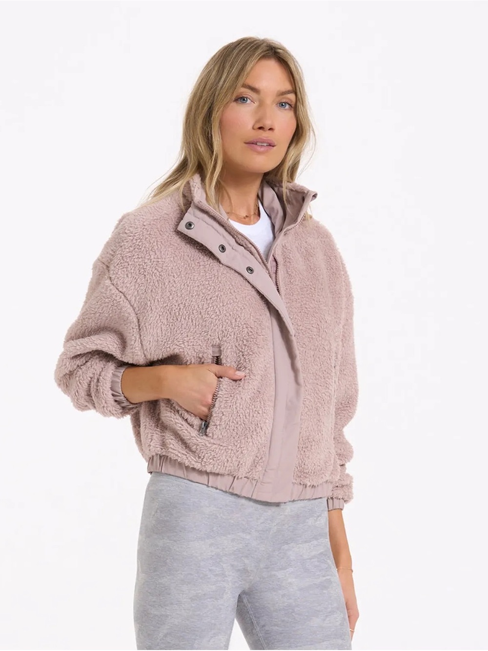 Vuori Size Small Cozy Sherpa Jacket in Pink Comfy Teddy Soft